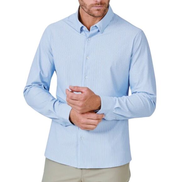 7 Diamonds Charles Long Sleeve Shirt in Light Blue, Size L